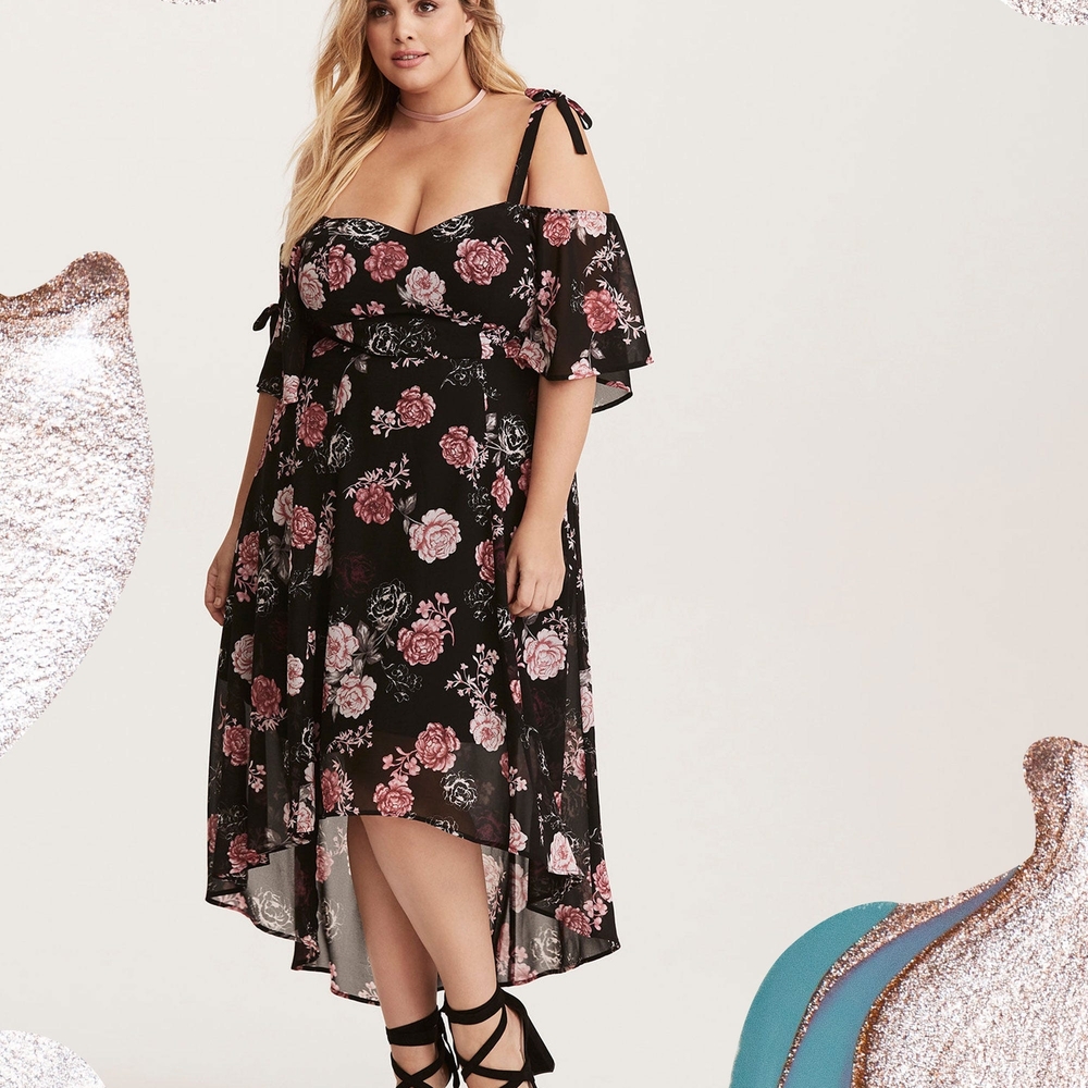 Torrid Pink and White High-Low Sundress with Flutter Sleeves